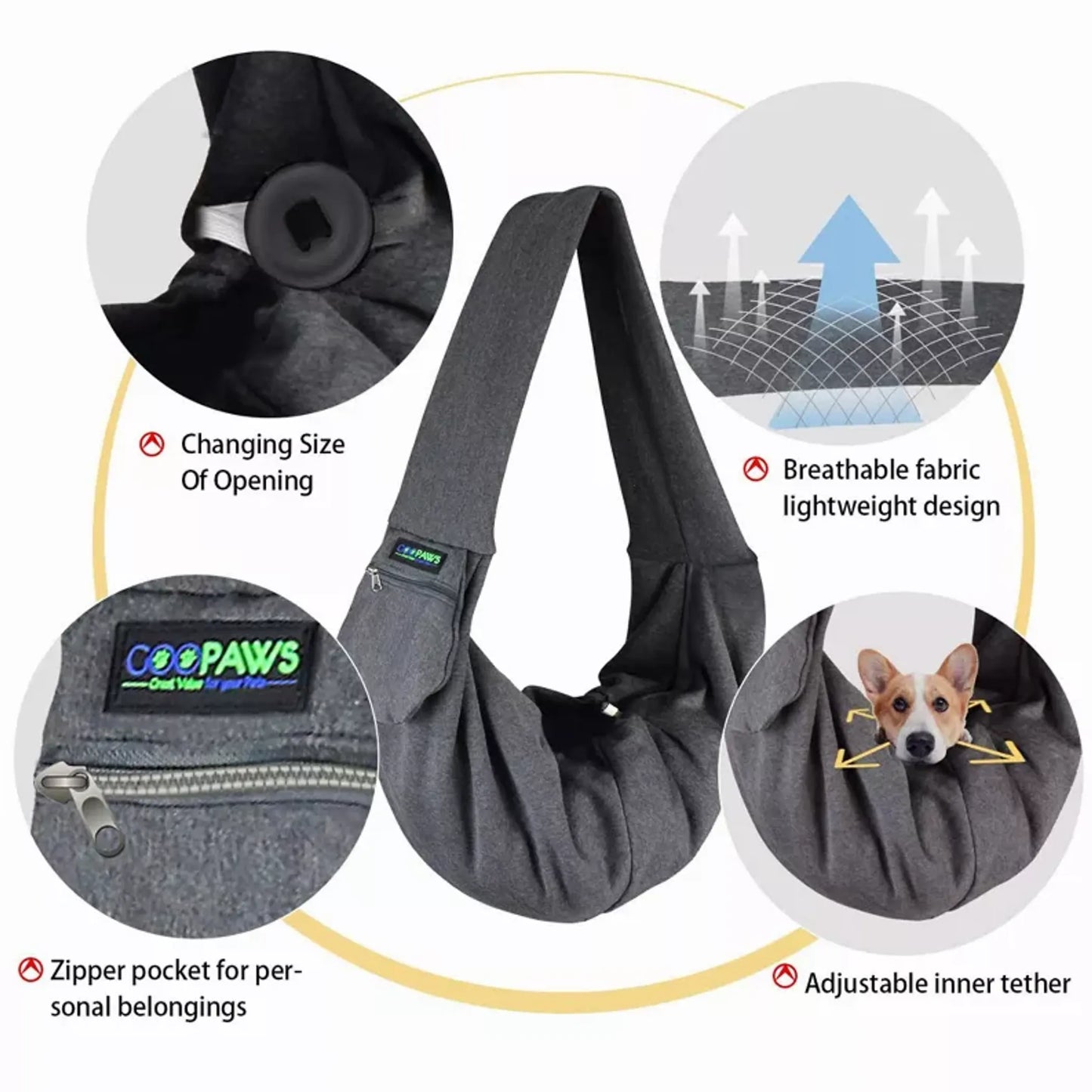JESPET Comfy Pet Sling for Small Dog or Cat
