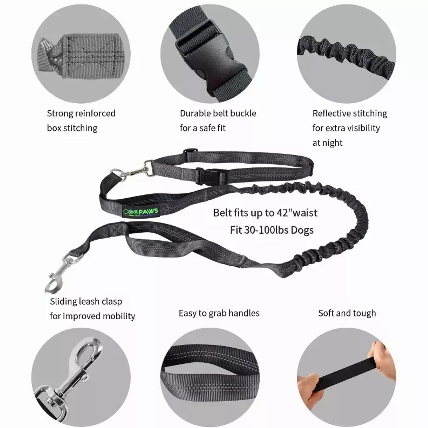 JESPET Hands Free Dog Leash for Running, Walking or Hiking