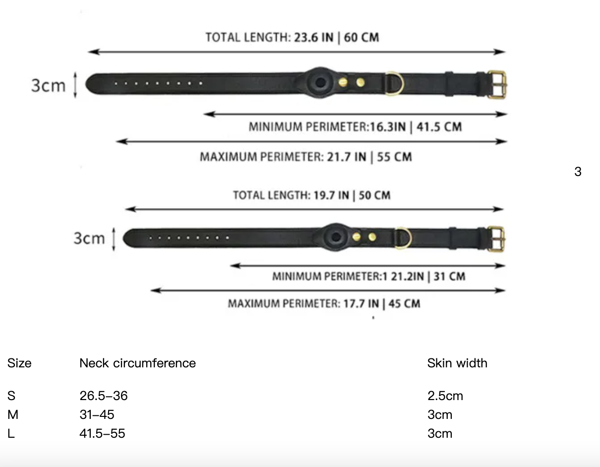 Leather Dog Collar with Location Tracker