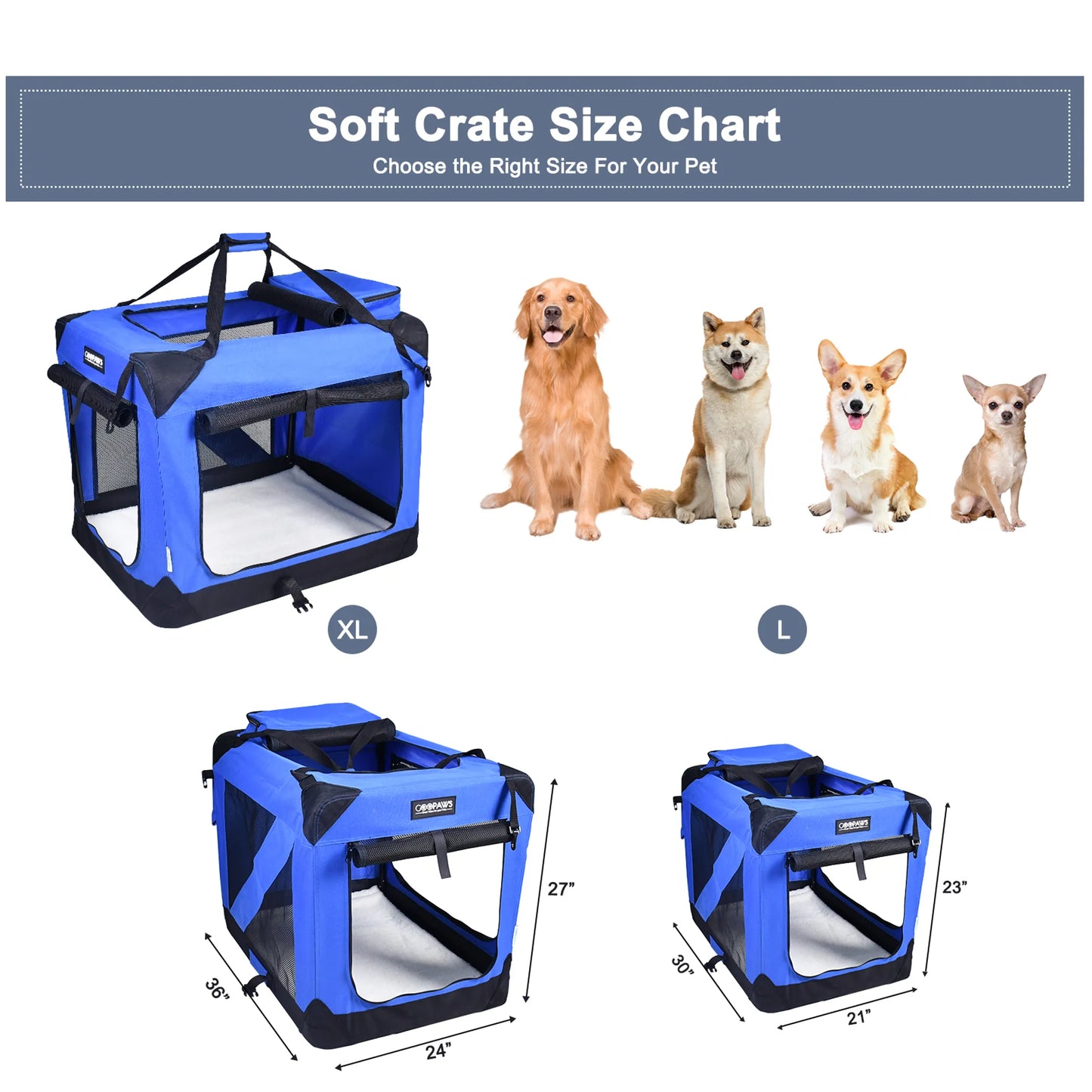 3 Door Soft Sided Folding Travel Pet Carrier