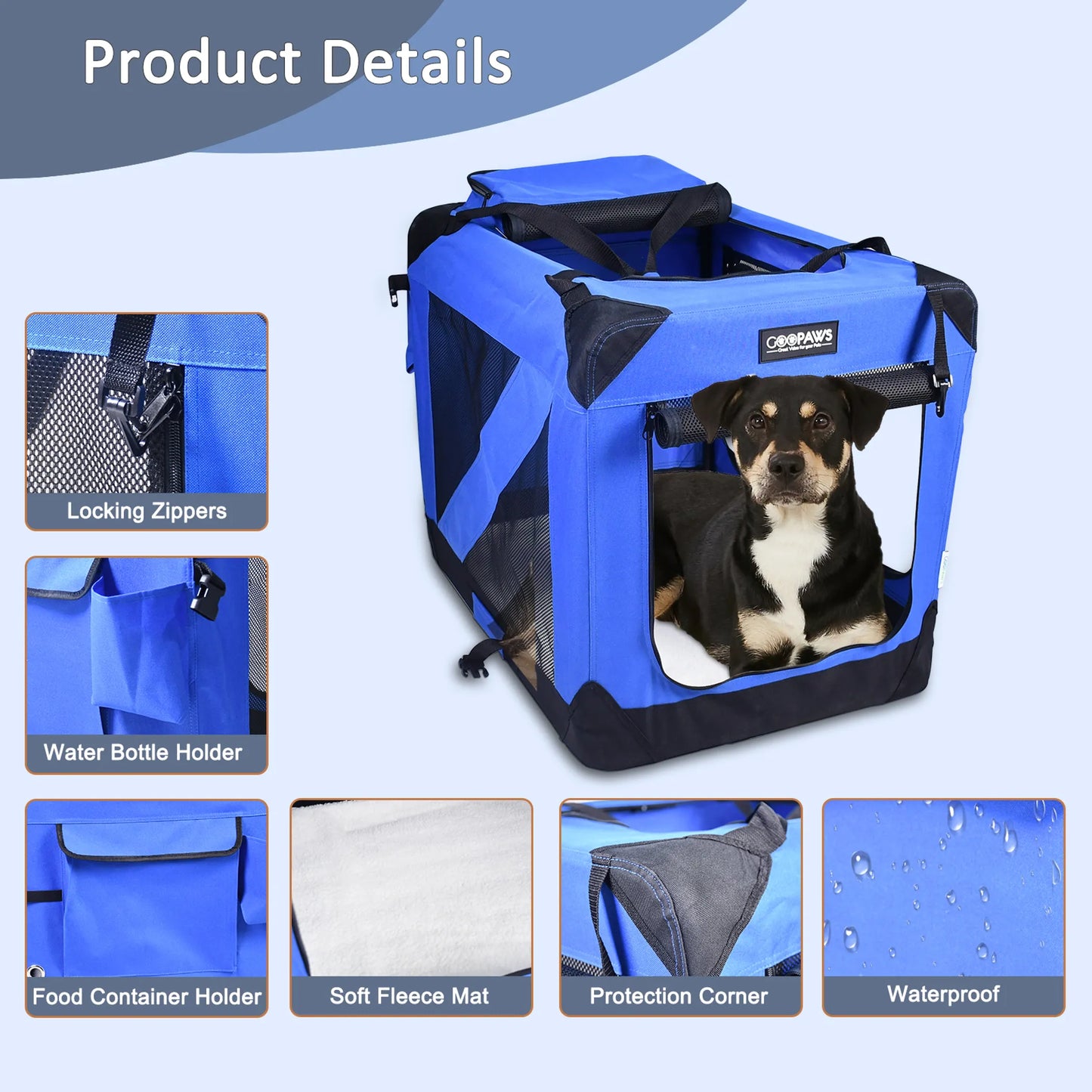 3 Door Soft Sided Folding Travel Pet Carrier