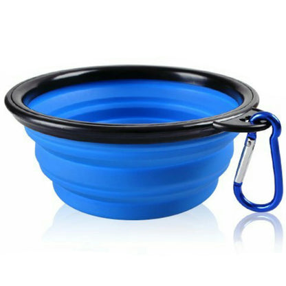 Single Blue Silicone Collapsible Travel Bowl