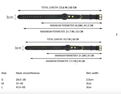 Leather Dog Collar with Location Tracker