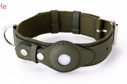 Leather Dog Collar with Location Tracker